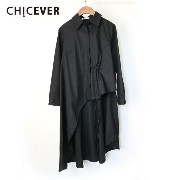 

casual shirts for women lapel long sleeve patchwork ruffles loose oversized irregular hem blouses female 2021 clothing women's, White