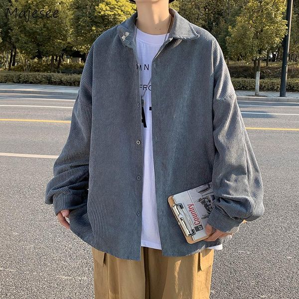 

men's jackets men corduroy baggy outwear tooling turn-down collar single breasted korean style all-match chic coats hombre stylish ins, Black;brown