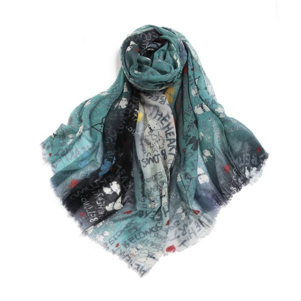 

scarves luxury wool printed scarf women fashion warm shawl 2021 autumn inner mongolian female wild thin, Blue;gray