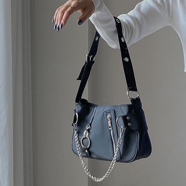 

evening bags women bag 2021 nylon motorcycle fashion designer black shoulder casual shopping teen girl chain purses handbag