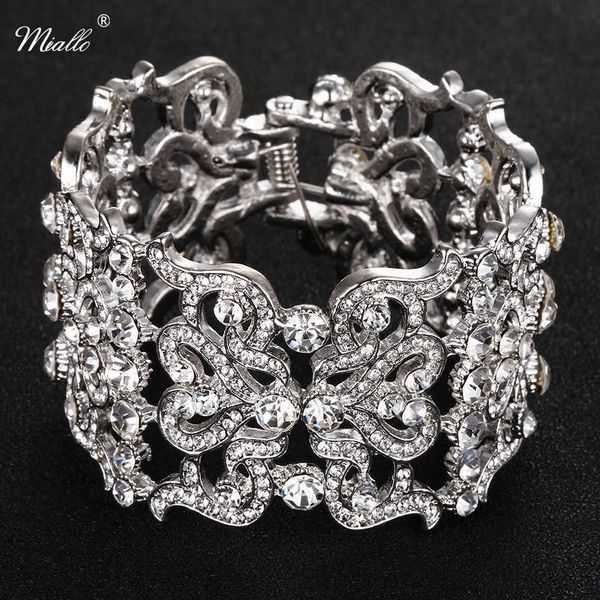 

miallo baroque austrian crystal bracelets & bangles women jewelry accessories fashion charms cuff bracelet metal alloy bangles q0717, Black