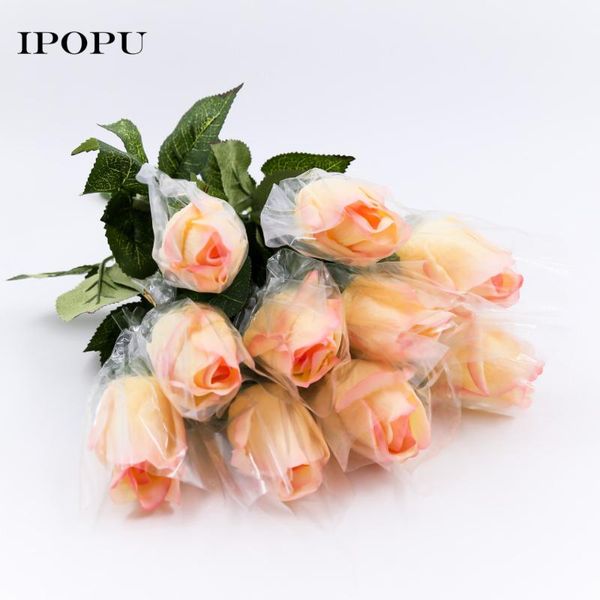 

decorative flowers & wreaths 10pcs/lot artificial rose bride bouquet home garden decor wedding decoration party supplies