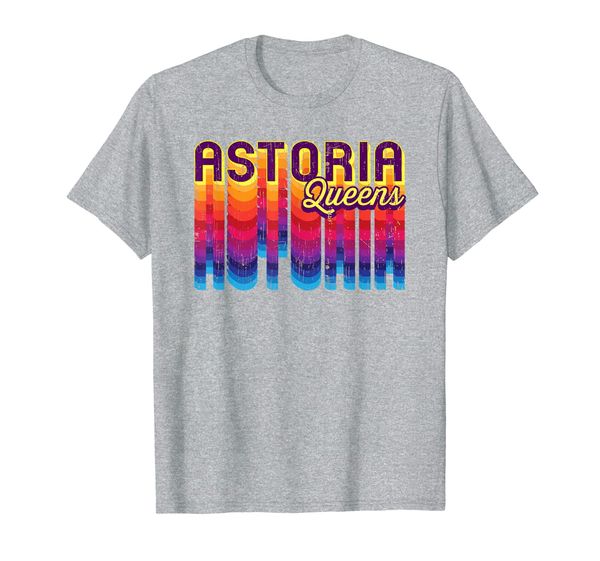 

astoria queens colorful retro 70s design nyc design t-shirt, White;black