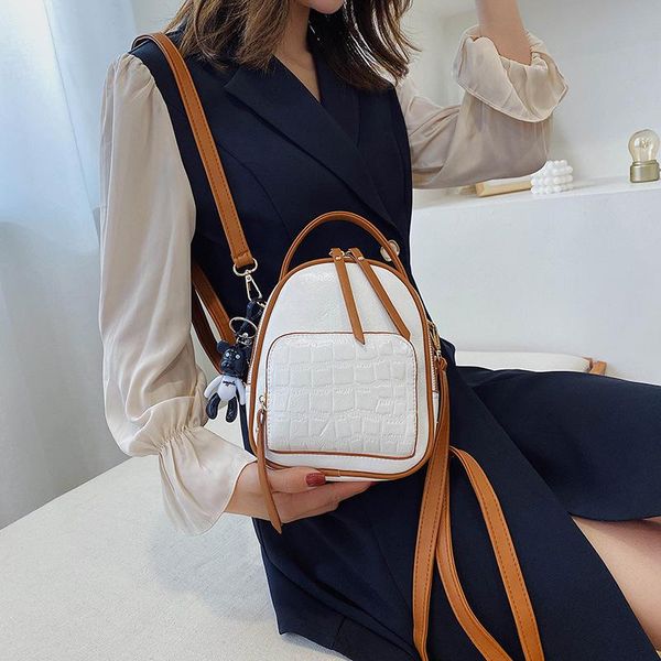 

backpack women's style crocodile pattern mini ins multi-purpose shoulder bag street retro small
