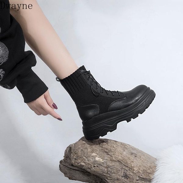 

boots autumn and winter women's shoes female 2021 leather stretch thin wild, Black