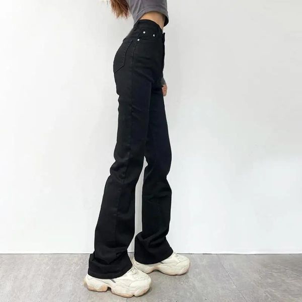 

women's jeans high waist denim female wide leg for women straight pants mom full length trousers vintage streetwear, Blue