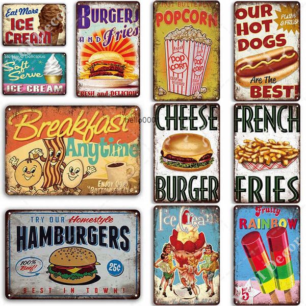 

fastfood poster plaque metal vintage tin sign wall decor bar bistro cafe retro home decora