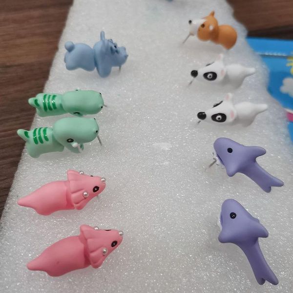 

stud 7 types polymer clay tyrannosaurus earrings women girl temperament all-match bijoux specialcute animal ear jewelry, Golden;silver
