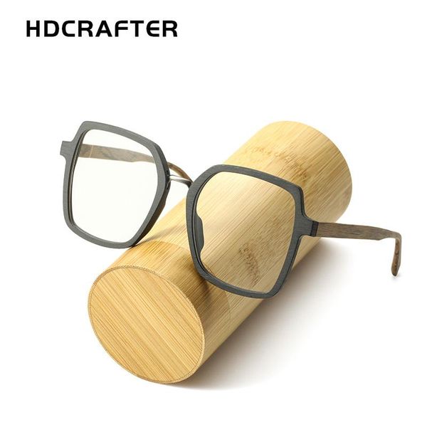 

fashion sunglasses frames hdcrafter oversized prescription eyeglasses wood optical glasses frame with clear lens men women reading, Black