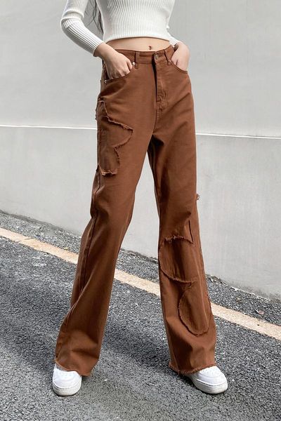 

female jeans, girls solid color high waist close-fitting pants straight-leg for spring fall, s//l women's jeans, Blue