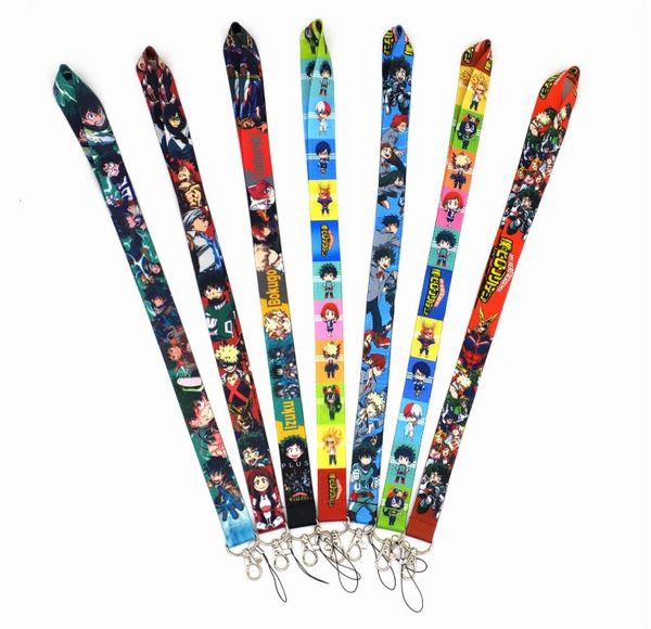 Celas do telefone celular Charms Hot My Hero Academy Japão Anime Cartoon Lanyard Id Id Batch Helder Keys Mobile Neck Id Titis para o Cartão do Cartão 2022 Novo