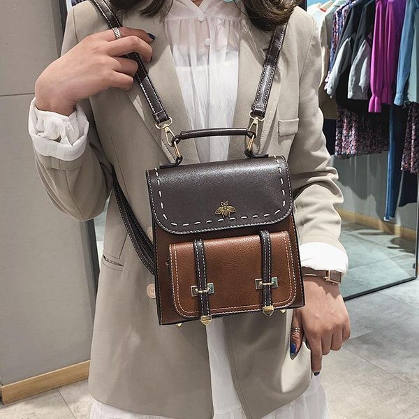 

backpack women's bag korean-style 2021 style contrast color pu mini multi-purpose fashion shoulder