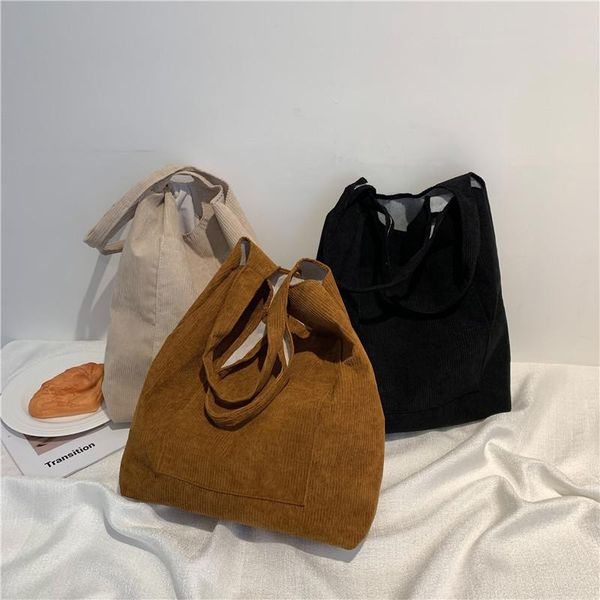 

evening bags hylhexyr women shoulder bag large capacity handbags corduroy shopping female tote with outer pocket for daily travel