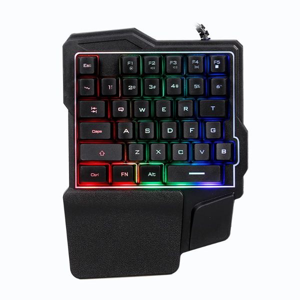 

one-handed game keyboard wired streaming color rgb light ergonomic hand rest for pc lapgamer computer keyboards