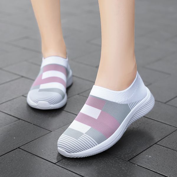 

sneakers women walking shoes woman lightweight loafers tennis casual ladies fashion slip on sock vulcanized shoes plus size1, Black