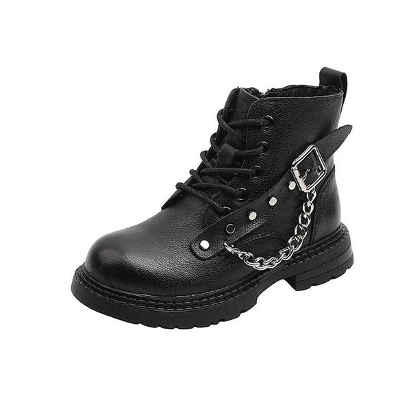 

boys boots kids shoes childrens girls footwear autumn winter cowhide students leather children short boot b8164, Black;grey