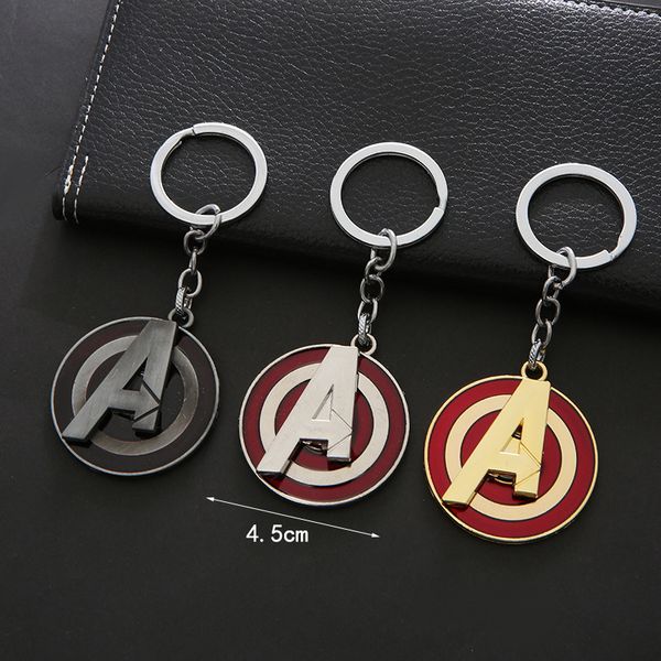 

key chain film avenger alliance peripheral rotatable a-mark keychain keyring zinc alloy pendant, Silver
