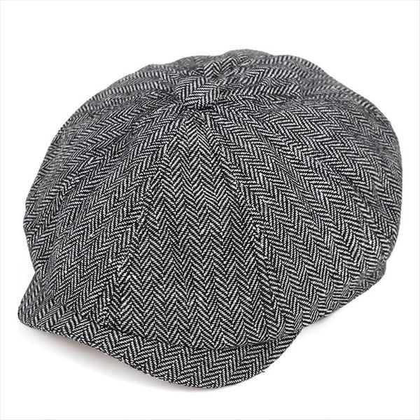 

retro newsboy caps men octagonal hats black british painters autumn winter berets herringbone flat, Blue;gray