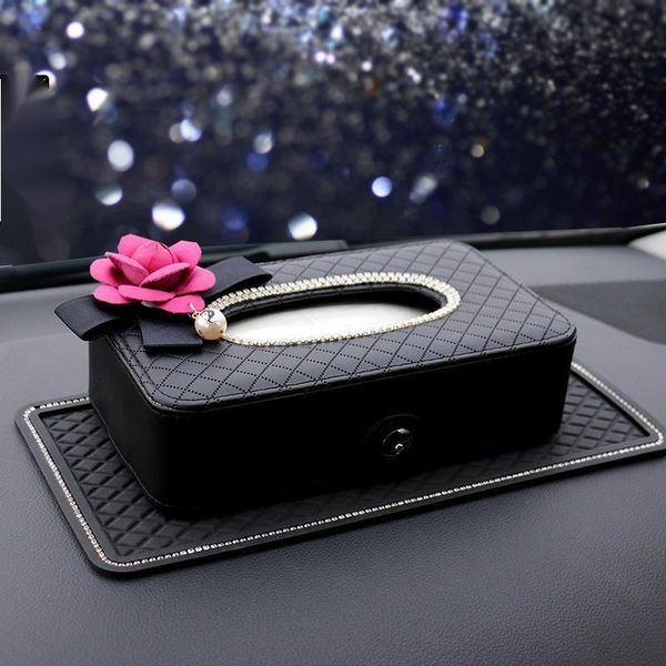 

toilet paper holders fashionable household table tissue box leather + shiny diamond jewelry creative gift holder