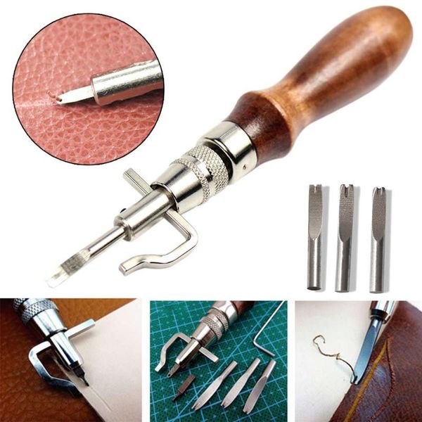 

craft tools 5 in 1 diy leather adjustable pro stitching groove crease edge sewing set