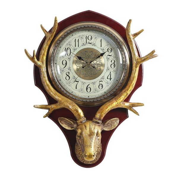 

wall clocks nordic luxury clock vintage retro antique big 3d deer living room interval timer reloj pared grande large decorative ee50