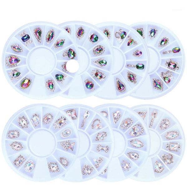 

12 pcs/wheel water drop crystal dangle chain charms nail jewelry decorations zircon rhinestones for nail1, Silver;gold