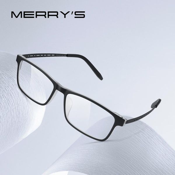 

fashion sunglasses frames merrys design pure titanium ultra-light and comfortable eyeglasses frame for men women tr90 eyewear optics, Black