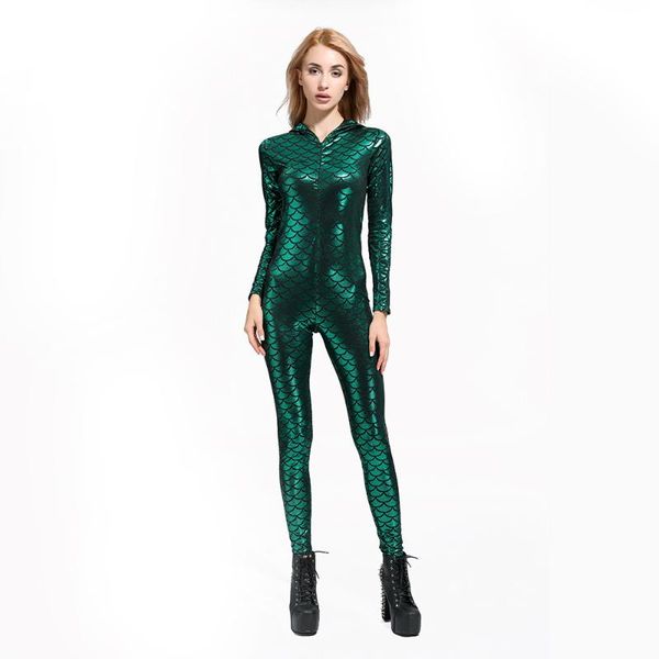 

women's jumpsuits & rompers fashion digital printing ladies fish scale tight jumpsuit, Black;white