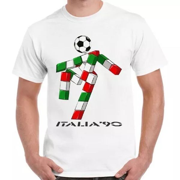 

italia 90 logo world cup football soccer italy 1990 fan t shirt 2772, White;black