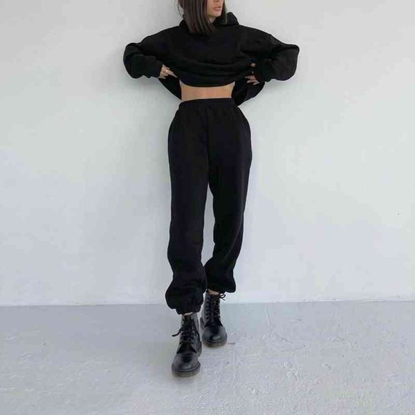 

womens tracksuit solid color long sleeved hoodedkorean suits hoodie trousers sweatershirt sports suit, White