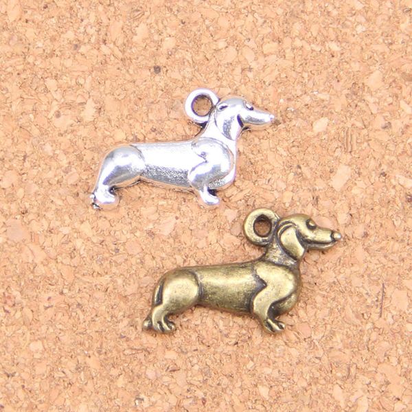 

120pcs charms dog dachshund 20x15mm antique pendants,vintage tibetan silver jewelry,diy for bracelet necklace, Bronze;silver