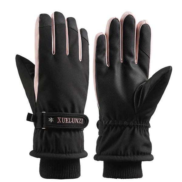 

ski gloves women winter warm windproof thermal touch screen pu leather glove driving #36