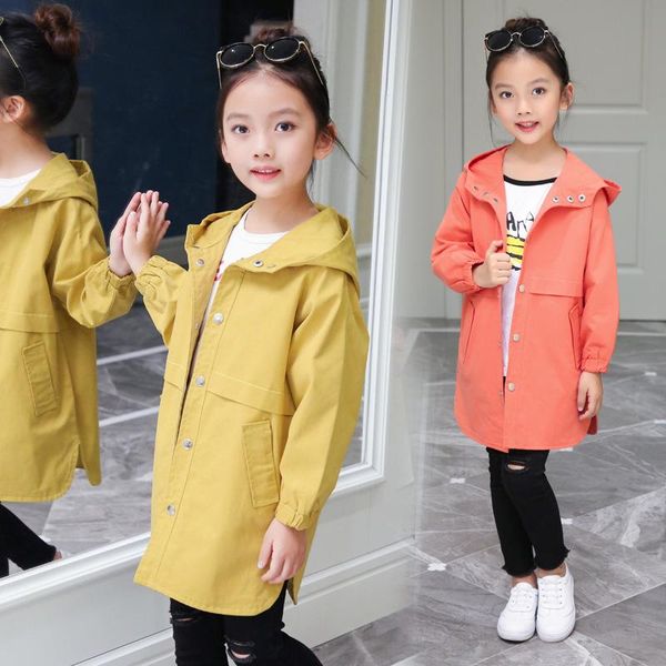 

coat dollplus big girls trench cotton clothing children child spring outwear autumn long clothes hooded jackets, Blue;gray
