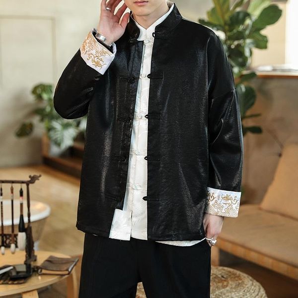 

ethnic clothing traditional chinese for men tang suit plus size hanfu china year clothes harajuku long sleeve coat male 30481, Red