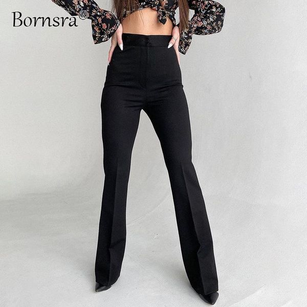 

women's pants & capris bornsra trousers 2021 autumn solid color slim slimming western-style flare s woman, Black;white