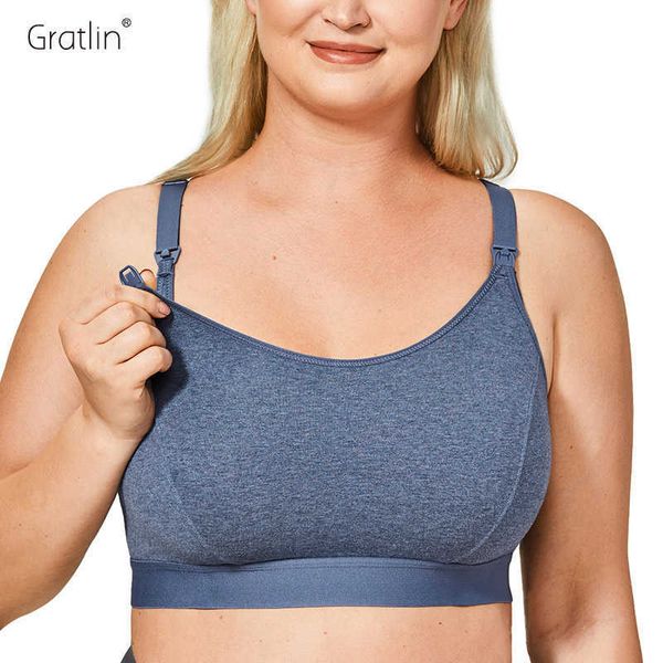 Gratlin Women's Cup completa Maternidade Maternidade Bra Bra Com Conforto Algodão Almofada Superfície Cueca Plus Size Y0925