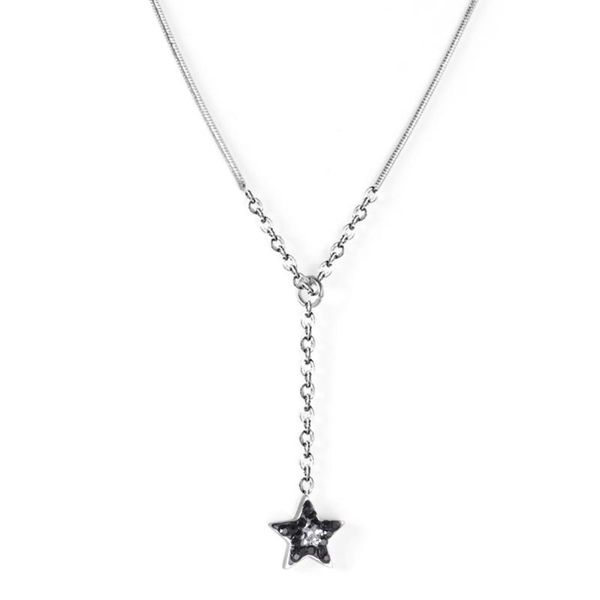 

pendant necklaces luxukisskids shiny crystal stars long snake chains aesthetic girls pentacle colar elegant vintage colliar, Silver