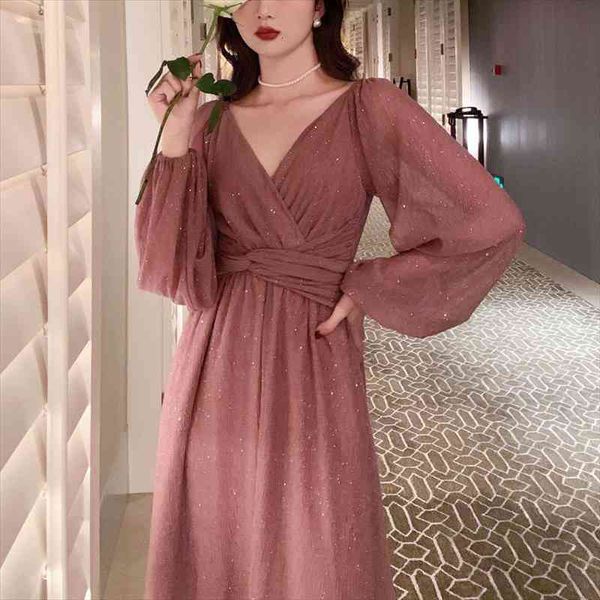 

autumn french elegant party women dresses long sleeve casual fairy midi evening vintage one piece korean fashion, Black;gray