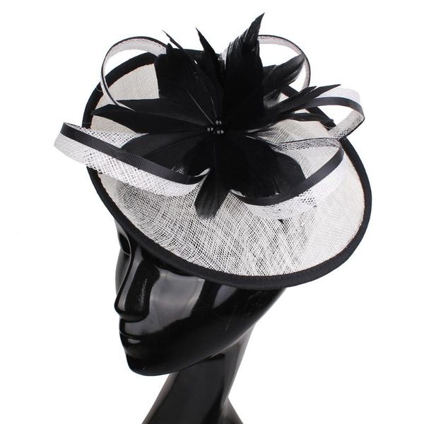 

stingy brim hats nice wedding fascinator hairpin women formal occasion party fedora cap headbands flower bride hair accessories head, Blue;gray