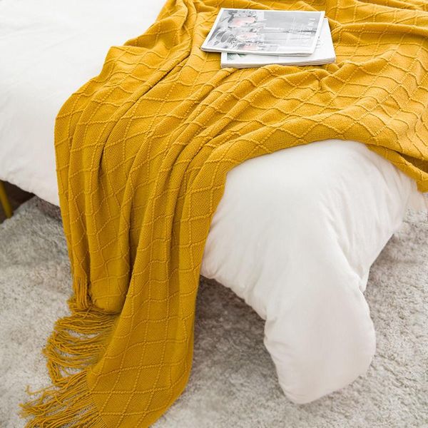 

blankets nordic knitted throw blanket with tassels home textile sofa bedroom office air condition decoration