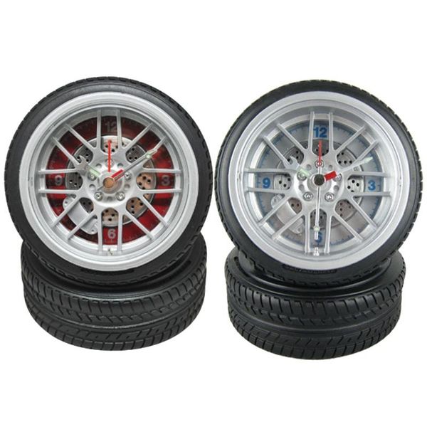 

other clocks & accessories 2x car tires alarm clock children toy gifts students desksmall theme room decorations red silver