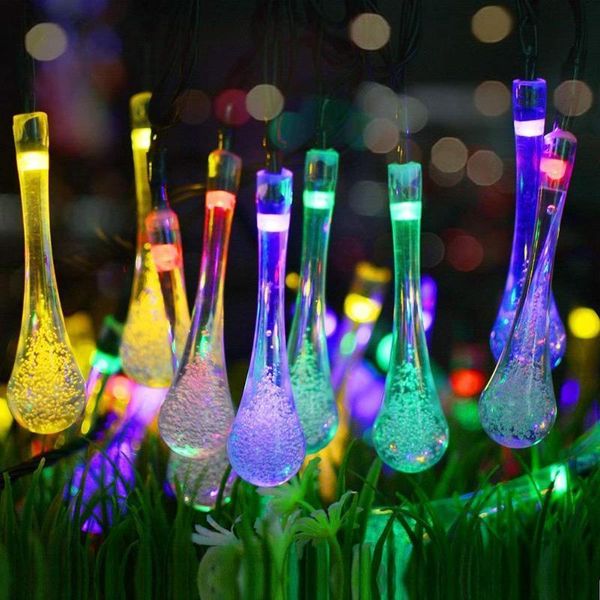 

strings 20/30/50led solar light outdoor raindrop string yard decor lamp waterproof garland holiday led strip