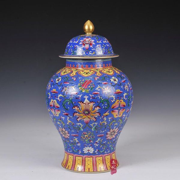 

vases jingdezhen ceramics qing qianlong pastel blue lotus vase wrapped around the general classical living room decor