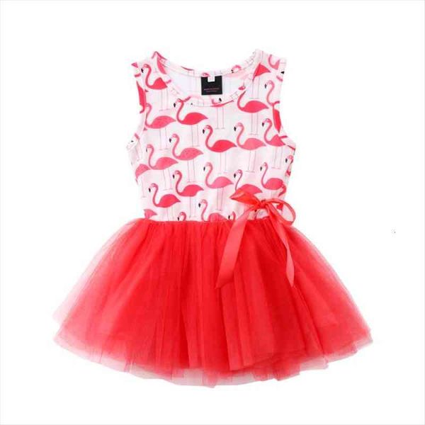 

brand infant newborn kids girl dress baby girls flamingo sleeveless lace tulle tutu clothes summer 1 5y, Red;yellow