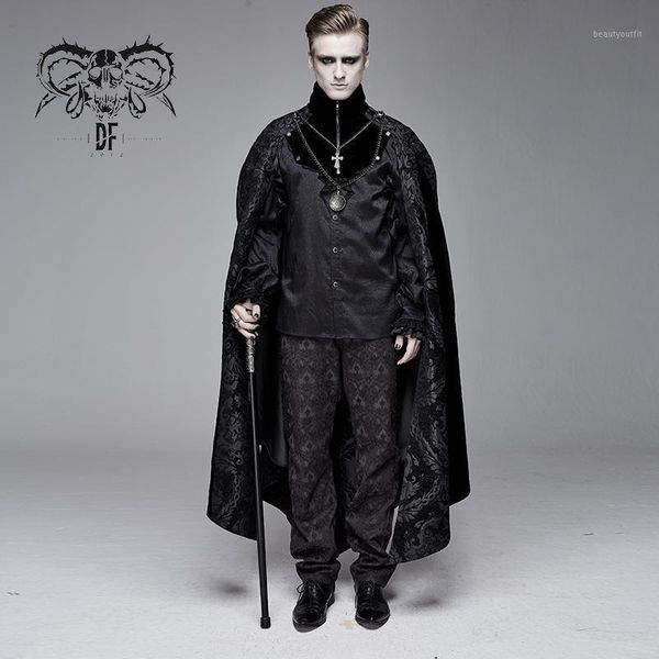 

men's trench coats devil fashion gothic long cloak vintage style high neck halloween cosplay christmas capes, Tan;black