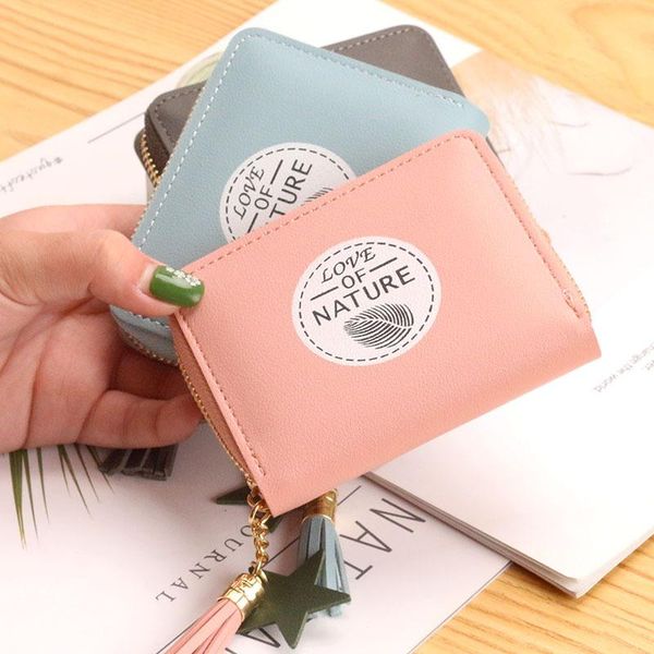

wallets women coin pockets purse ladies fashion tassel cards holder girls zipper purses wallet female 2021, Red;black