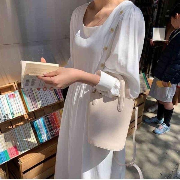 

women summer long dress square collar lantern sleeve vestidos with buttons white casual robe femme sukienki streetwear jurken 210325, Black;gray