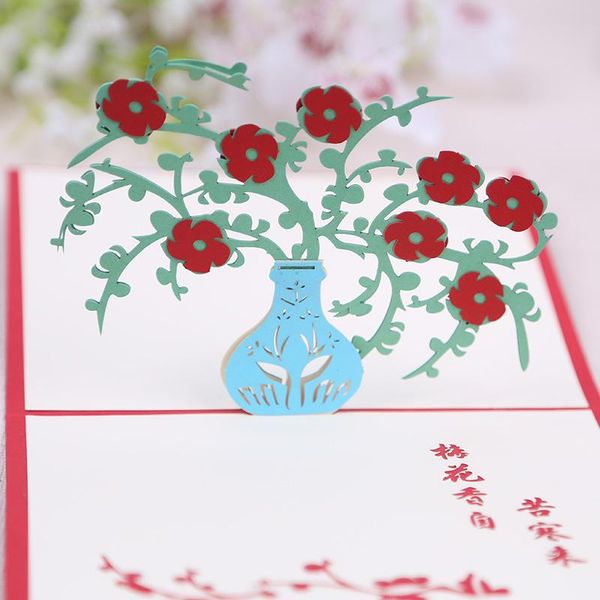 

greeting cards 10pcs plum flower diy 3d up laser cut postcards handmade teachers' day valentine's thanksgiving