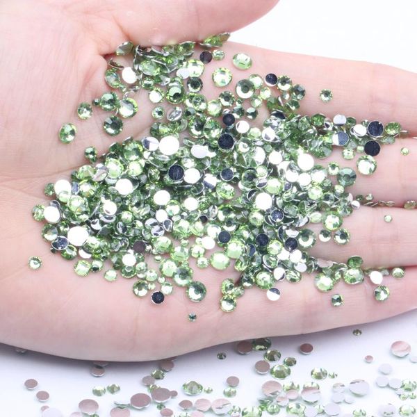 

nail art decorations grass green non fix resin rhinestones 2-6mm round flatback imitation glue on facets diamonds diy scrapbook decoration, Silver;gold