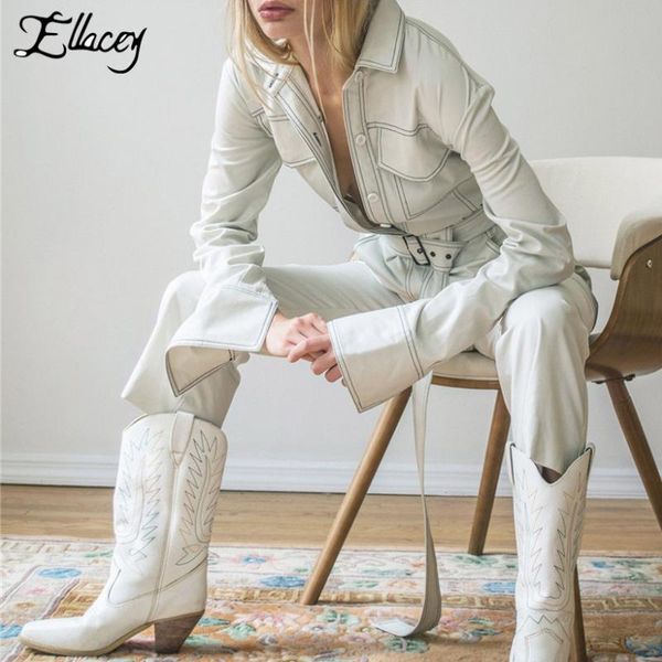 

women's jumpsuits & rompers ellacey autumn jeans for women 2021 ins denim overalls cargo stylish casual womens jumpsuit, Black;white